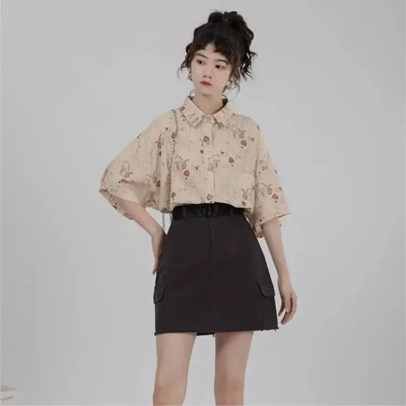 Shirts Women Corduroy Patch Po - đánh giá và giá Korean Lifestyle Student