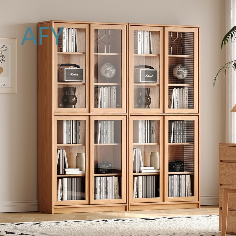 Solid Oak Bookcase with Slidin - đánh giá và giá Muji Home Storage