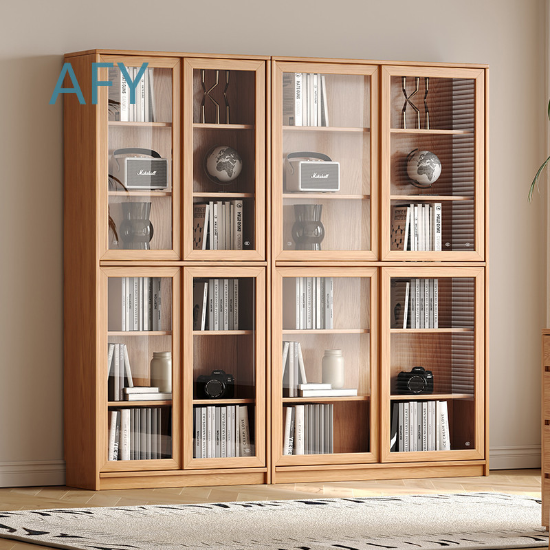 Solid Oak Bookcase with Slidin - đánh giá và giá Muji Home Storage