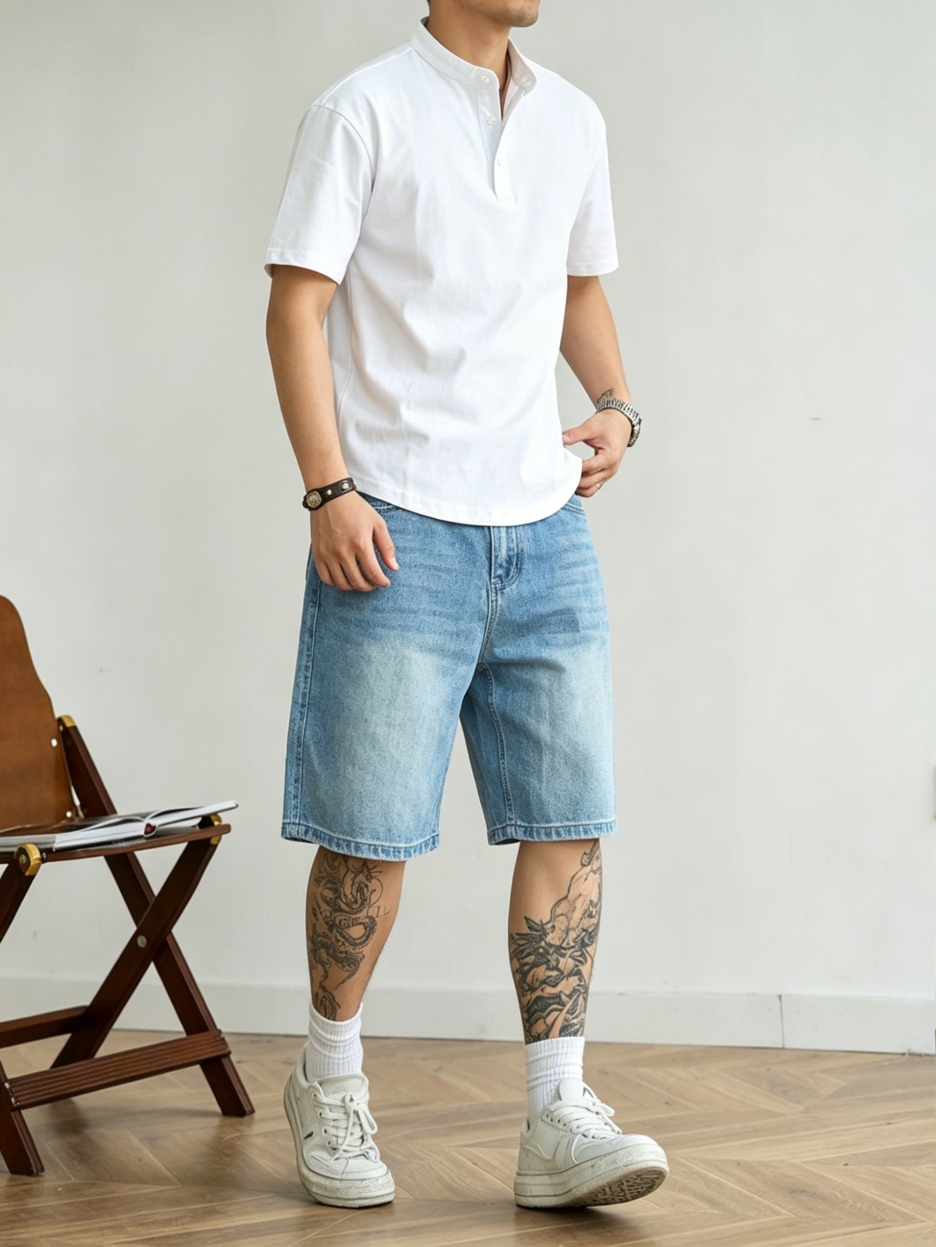 Loose cut blue non stretch den - đánh giá và giá Korean Daily Lifestyle