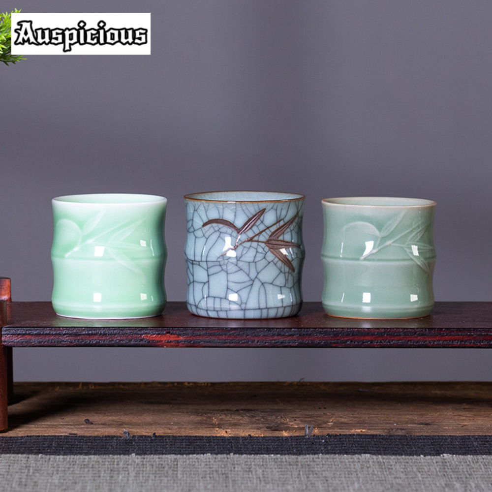 70ML Creative Bamboo Leaf Shap - đánh giá và giá Celadon Ceramic Cup