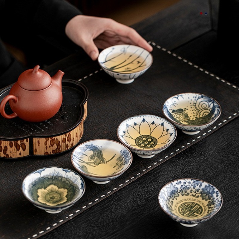 10pcs/box Blue and White Porce - đánh giá và giá Celadon Ceramic Cup